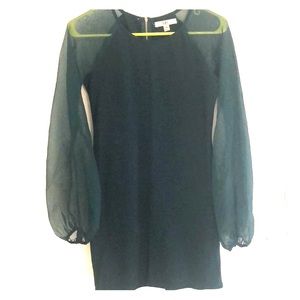 Emerald Green Bell-Sleeved Dress